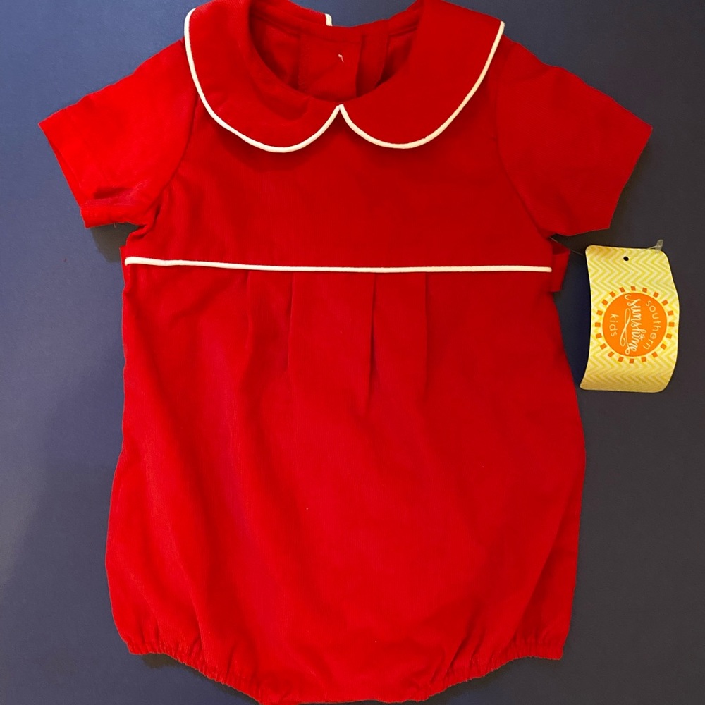 Boys Red Corduroy Bubble Suit